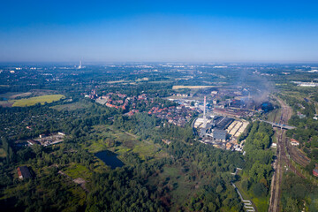Landscape of industry: mine factories smelters railway 