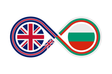 unity concept. english and bulgarian language translation icon. vector illustration isolated on white background