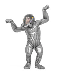 Obraz premium chimpanzee astronaut is showing the power in white background