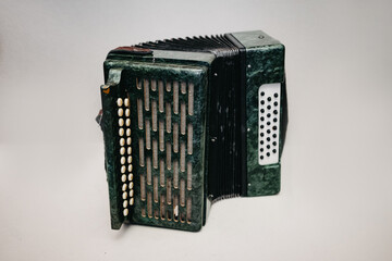 Close-up accordion on a white background