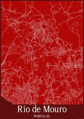 Red map of Rio de Mouro Portugal.