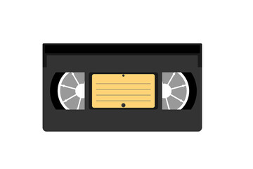 VHS video tape cassette. Flat vector illustration of video tape isolated on white background.