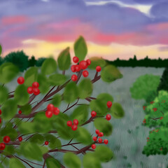 landscape with berries