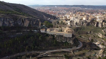 Fototapeta na wymiar krajobraz widok góry budynki architektura cuenca hiszpania