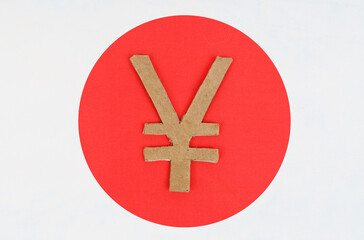The yen symbol on the flag of Japan.
