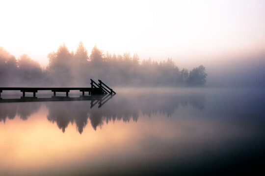 foggy morning on the lake