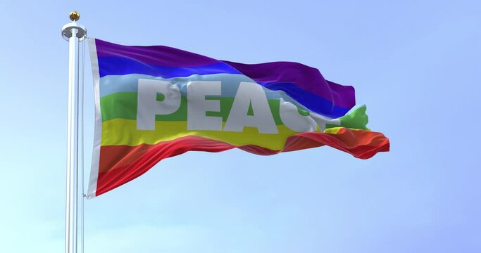 the rainbow flag of peace flying