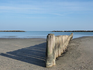 Northern Italy, Adriatic Sea. Lido di Volano, province of Ferrara. The beach in winter.
