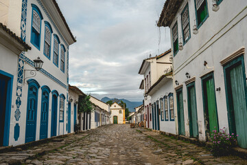 Fototapeta na wymiar Downtown in the streets of the historic center of Paraty RJ Brazil.