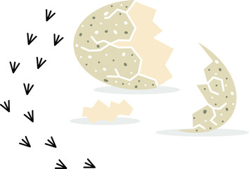 broken egg with traces of hatched chick background isolated vector hand drawn happy easter postcard © BormanT
