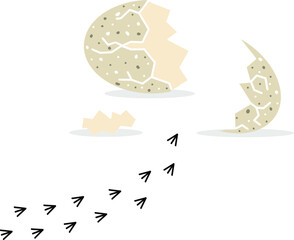 broken egg with traces of hatched chick background isolated vector hand drawn happy easter postcard