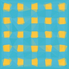 colourful  geometric design of twenty five vivid yellow squares arranged on a turquoise background