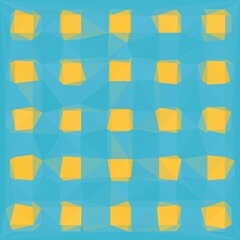 colourful  geometric design of twenty five vivid yellow squares arranged on a turquoise background