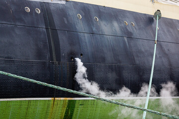 Steam coming out of the ship