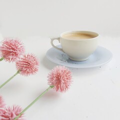 cup of tea and flowers