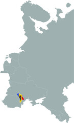 Obraz premium Map of Moldova with national flag within the gray map of Eastern Europe