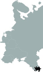 Obraz premium Black Map of Azerbaijan within the gray map of Eastern Europe