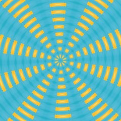 colourful  geometric design of twenty five vivid yellow squares arranged on a turquoise background