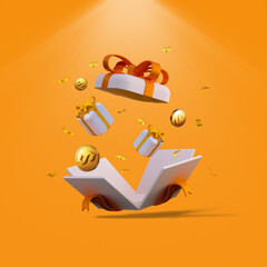3d illustration realistic open box