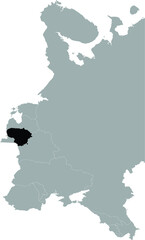 Black Map of Lithuania within the gray map of Eastern Europe