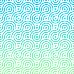 Abstract blue, green, and white overlapping circles, ethnic pattern background. 