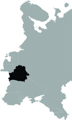 Black Map of Belarus within the gray map of Eastern Europe