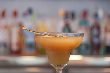 pear cocktail closeup and unfocused background