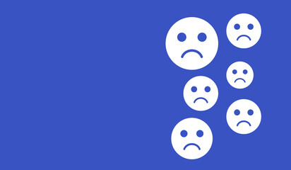 An illustration of sad emotion symbols. Customer satisfaction and evaluation concept