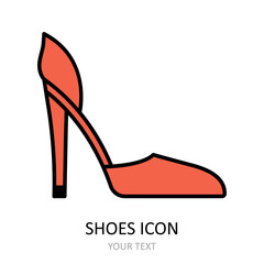 Vector illustration with shoes icon. Outline drawing.