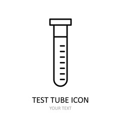 Outline drawing of test tube. Vector drawing.