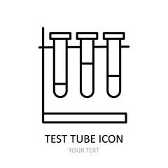 Outline drawing of test tube. Vector drawing.