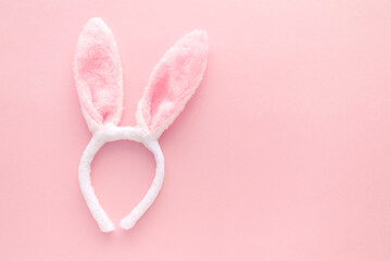 Happy Easter holiday concept, bunny ear on pink background.