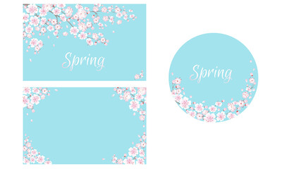 Spring sakura flowers.Set of vector colorful banners, greeting and invitation cards.  
