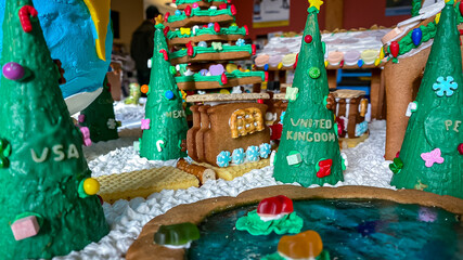 Public ginger bread house contest display