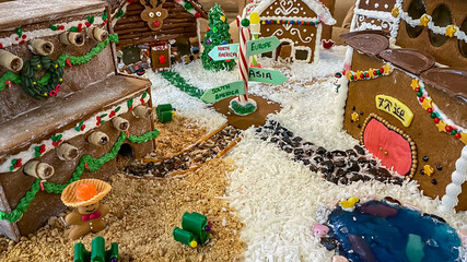 Public ginger bread house contest display