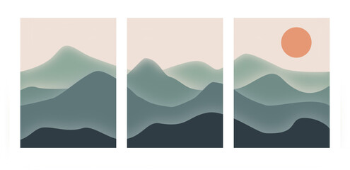 Trilogy of an abstract asian landscape 