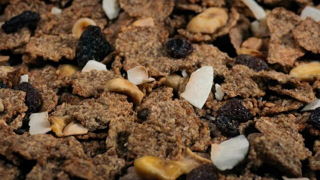 Healthy Fruit And Nut Cereal Closeup Shot