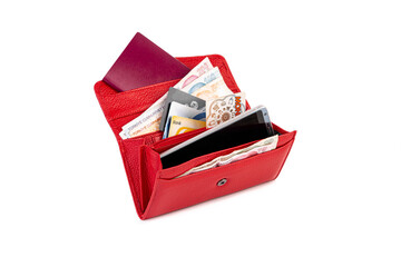 Handmade Genuine Leather wallet credit card holder, Ladies and women Leather wallet, white background