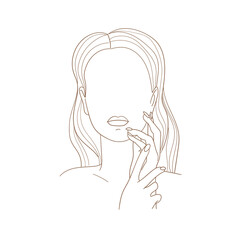 Beautiful woman. Line art. Vector illustration.