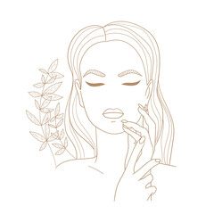 Beautiful woman. Line art. Vector illustration.