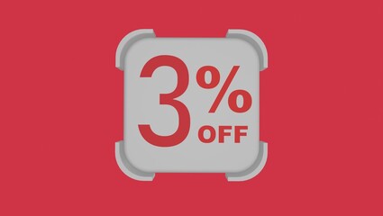 3d number with percentage followed by an 