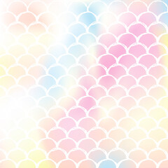 Gradient mermaid background with holographic scales.