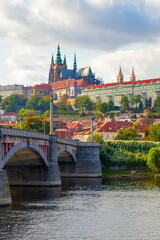 Naklejka premium Manesuv bridge and Mala Strana district in Prague