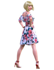 Beautiful japan woman in short dress.