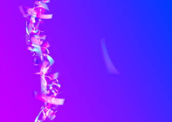 Neon Tinsel. Iridescent Confetti. Glitter Foil. Blur Abstract Template. Cristal Background. Pink Shiny Effect. Surreal Art. Metal Flare. Blue Neon Tinsel