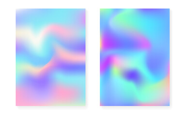 Fototapeta premium Holographic cover set with hologram gradient background.