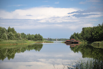 Fototapeta na wymiar Lake in Pripyat in Chernobyl Exclusion Zone, Ukraine
