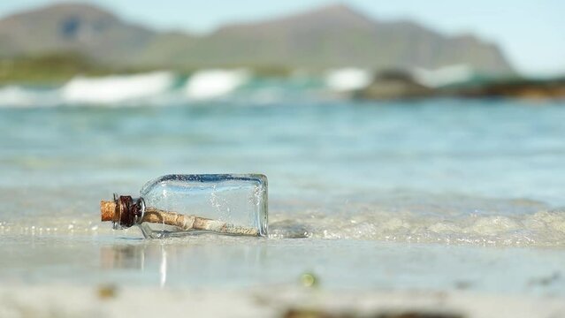 Message in the bottle from ocean. Message concepts.