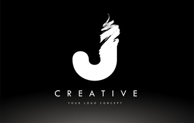 Fototapeta premium JWhite Brushed Letter Logo. Brush Letters design with Brush stroke design.