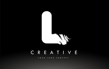 White L Brushed Letter Logo. Brush Letters design with Brush stroke design.